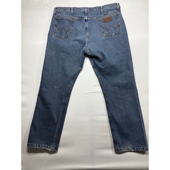 Wrangler 47MWZ Men's Advanced Comfort Regular Fit Blue Denim Jeans - Size 42x30 - Picture 2 of 5